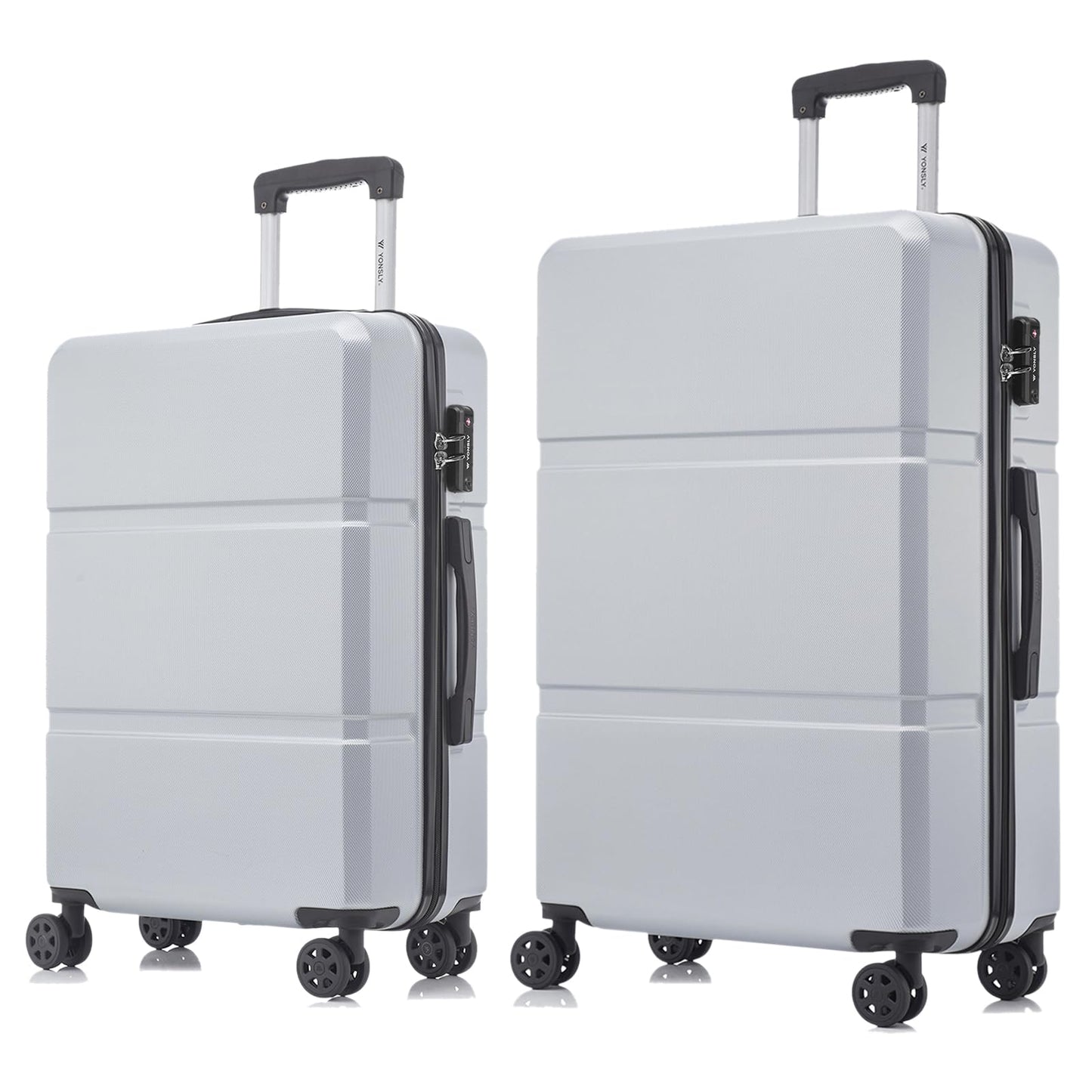 YONSLY® Premium Suitcase with TSA Lock, YKK Zipper Hardside Luggage Trolley Cabin Suitcase Roller Suitcase Carry-on with 4 Wheels (L-XL Set)