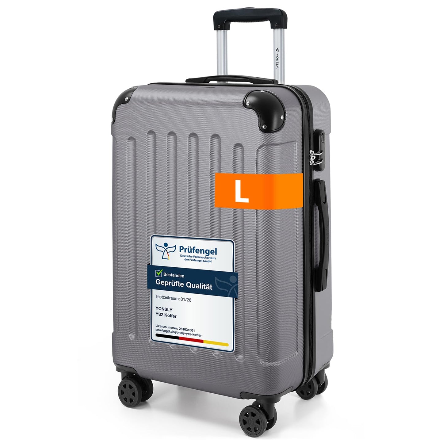 YONSLY® Luggage Suitcase Travel Suitcase, Trolley Carry-on Luggage, Hardshell Suitcase with 360° Spinner Wheels, Combination Lock, Multi-stage Telescopic Handle