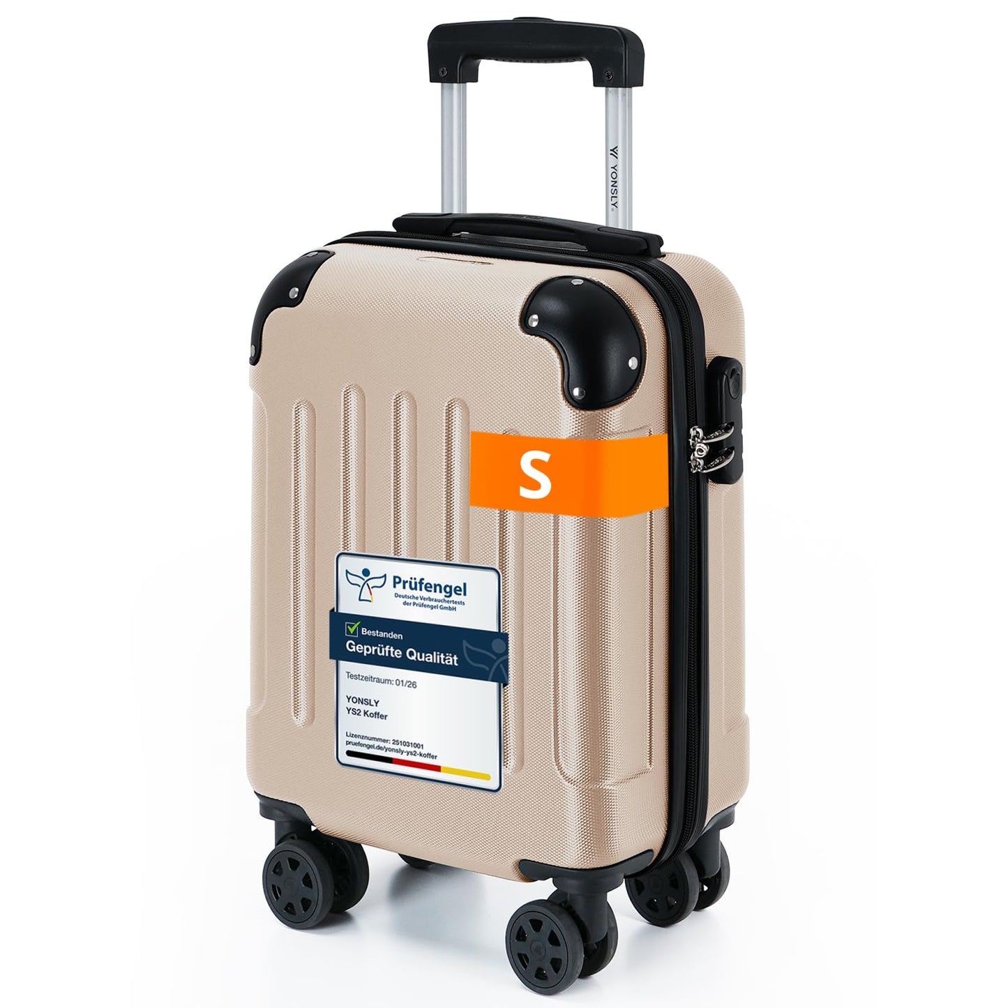 YONSLY® Luggage Suitcase Travel Suitcase, Trolley Carry-on Luggage, Hardshell Suitcase with 360° Spinner Wheels, Combination Lock, Multi-stage Telescopic Handle