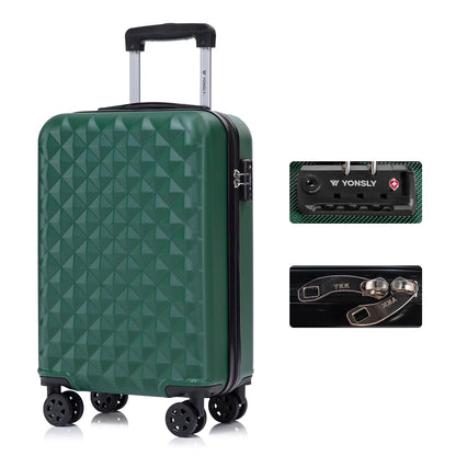 YONSLY® Premium Travel Suitcase TSA Lock, YKK Zipper Hard-Shell Suitcase Trolley Cabin Luggage Roller Suitcase Carry-on 4 Wheels