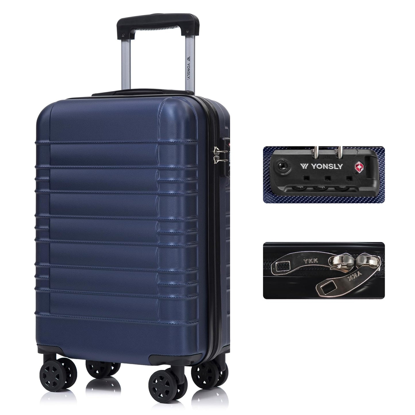 YONSLY® Premium Luggage TSA Lock, YKK Zipper Hardside Suitcase Carry-On Rolling Luggage Spinner 4 Wheels