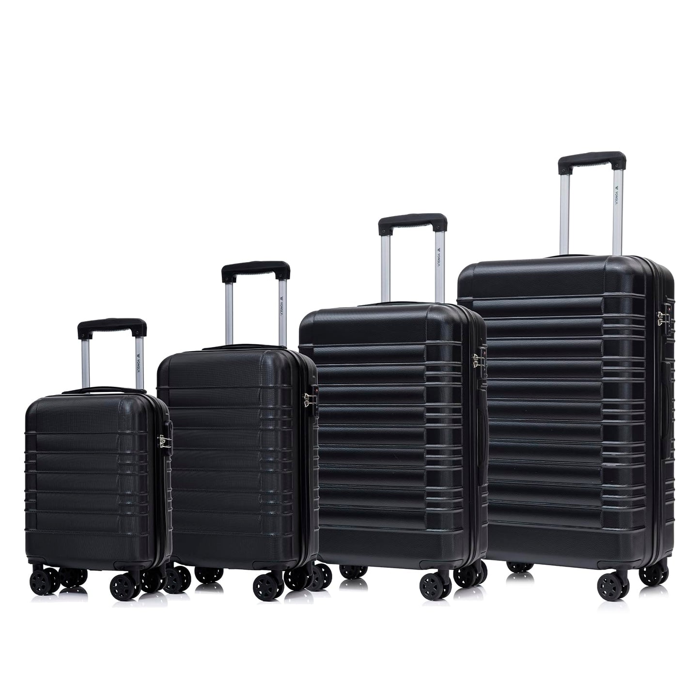 YONSLY® Premium Travel Suitcase TSA Lock, Hardshell Suitcase Trolley Cabin Luggage Roller Suitcase Hand Luggage 4 Wheels (S-M-L-XL-Set)