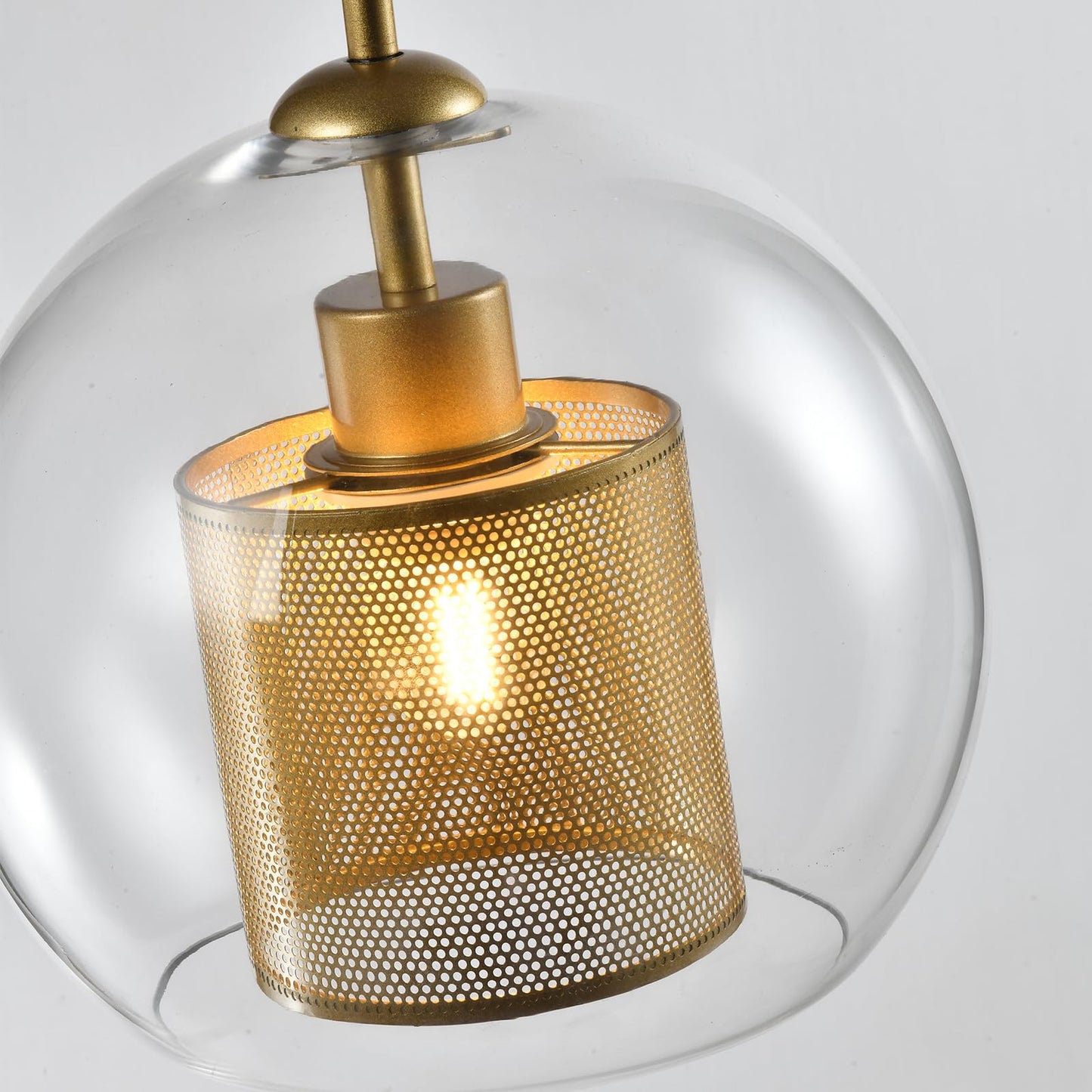 LQWELL® Globe Pendelleuchte E27 Hängeleuchte, Modern Mid Century Pendellampe Hängelampe Industrielle Kugelglas Lampenschirm für Küche Wohnzimmer Schlafzimmer Esszimmer, Metall Deckenlampe, Gold