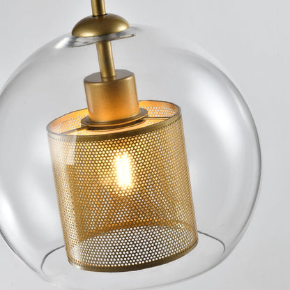 LQWELL® Globe Pendelleuchte E27 Hängeleuchte, Modern Mid Century Pendellampe Hängelampe Industrielle Kugelglas Lampenschirm für Küche Wohnzimmer Schlafzimmer Esszimmer, Metall Deckenlampe, Gold