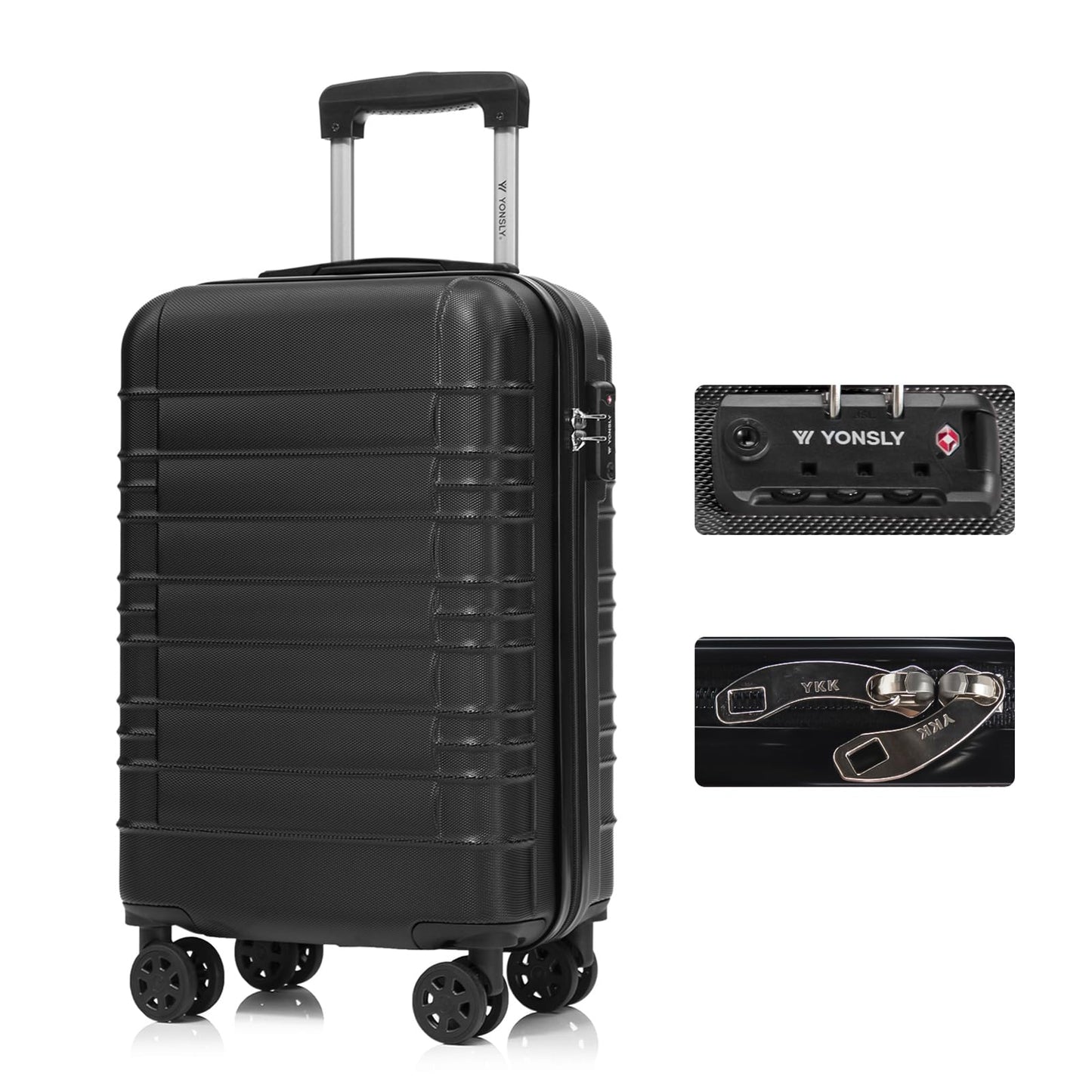YONSLY® Premium Luggage TSA Lock, YKK Zipper Hardside Suitcase Carry-On Rolling Luggage Spinner 4 Wheels