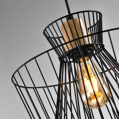 LQWELL® Pendant Light E27 Hanging Lamp, Retro Vintage Pendant Lamp Hanging Lamp Lotus Leaf Shape Streamline Modern Industrial Ceiling Lamp for Kitchen Living Room 1.5M Height Adjustable, Black