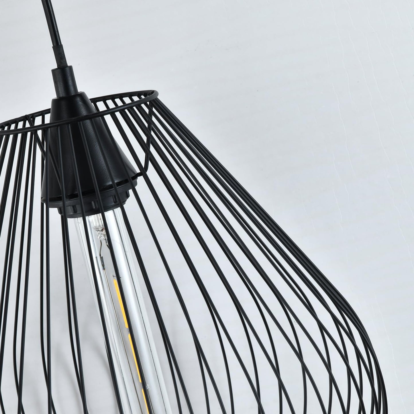 LQWELL® Retro Pendelleuchte E27 Hängeleuchte, Vintage Pendellampe Hängelampe Modern Industrielle Deckenlampe für Küche Wohnzimmer Schlafzimmer Esszimmer, 1,5 M höhenverstellbar, Schwarz