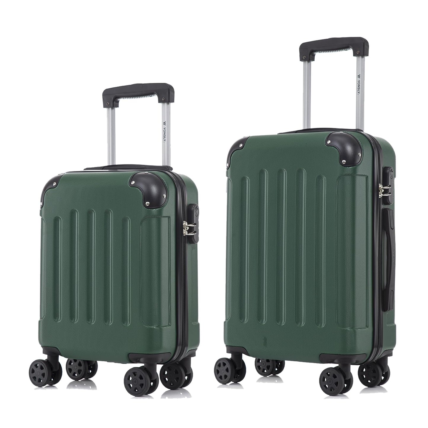 YONSLY® Suitcase Set, Trolley Travel Suitcase, Spinner Carry-on Luggage with 4 360° Wheels, Hard-Shell Travel Suitcase, Combination Lock, Soft Rubber Handle (2-piece set, S, M)