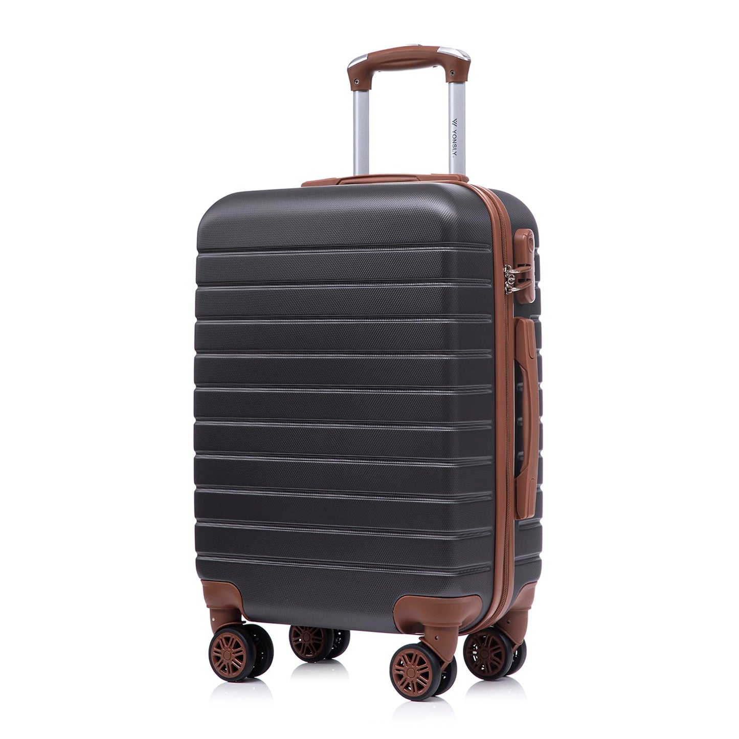 YONSLY® Travel Suitcase Trolley Rolling Luggage Carry-on Set, Cabin Suitcase, Hardshell Suitcase with 4 360° Wheels, Combination Lock, Soft Rubber Handle