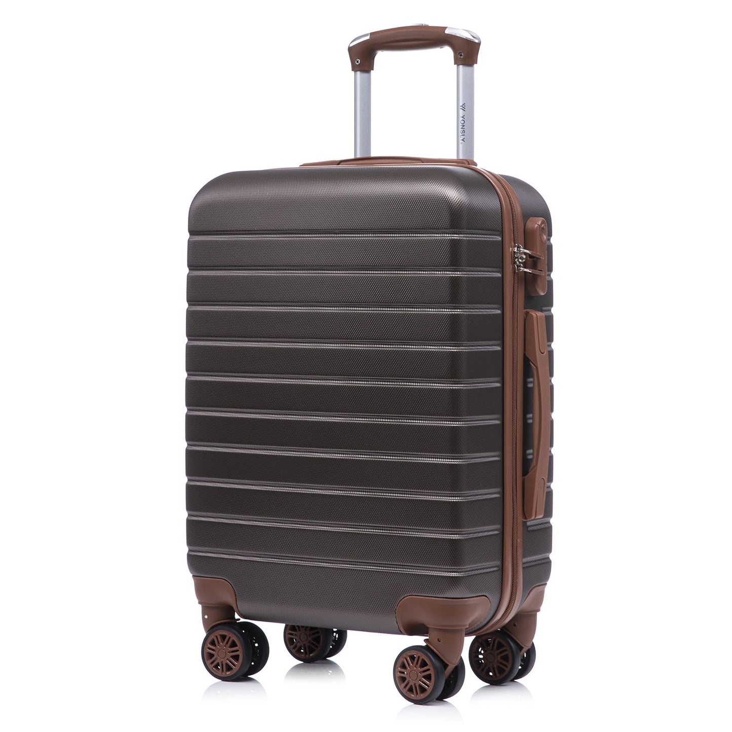 YONSLY® Travel Suitcase Trolley Rolling Luggage Carry-on Set, Cabin Suitcase, Hardshell Suitcase with 4 360° Wheels, Combination Lock, Soft Rubber Handle