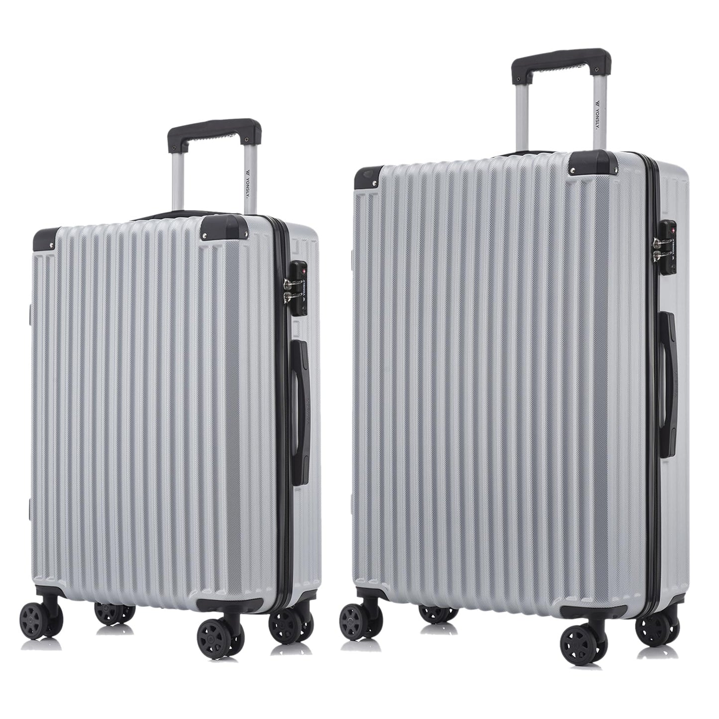 YONSLY® Premium Luggage TSA Lock, YKK Zipper Hardside Suitcase Trolley Cabin Luggage Spinner Suitcase Carry-on 4 Wheels (L-XL Set)