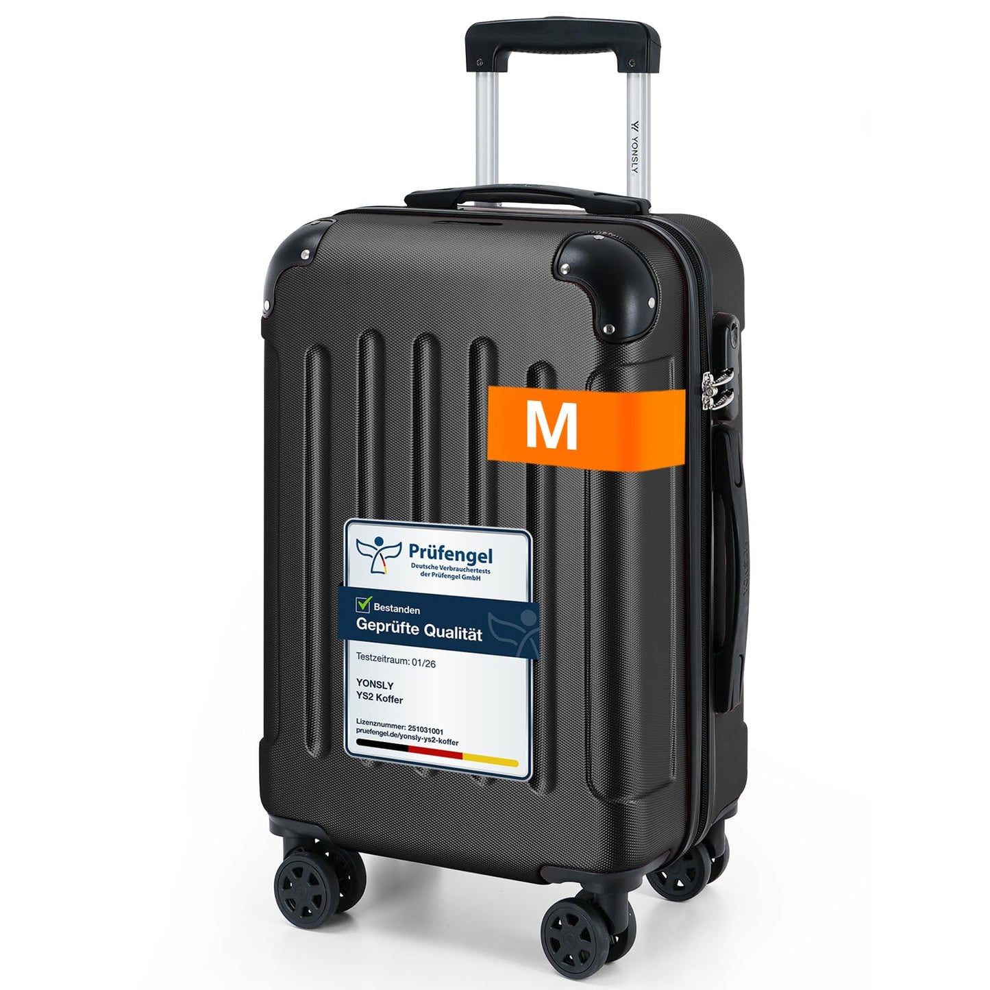 YONSLY® Luggage Suitcase Travel Suitcase, Trolley Carry-on Luggage, Hardshell Suitcase with 360° Spinner Wheels, Combination Lock, Multi-stage Telescopic Handle