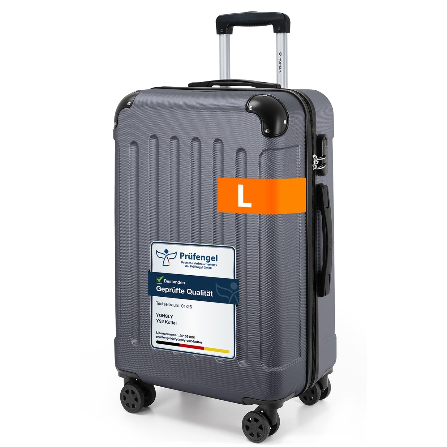YONSLY® Luggage Suitcase Travel Suitcase, Trolley Carry-on Luggage, Hardshell Suitcase with 360° Spinner Wheels, Combination Lock, Multi-stage Telescopic Handle