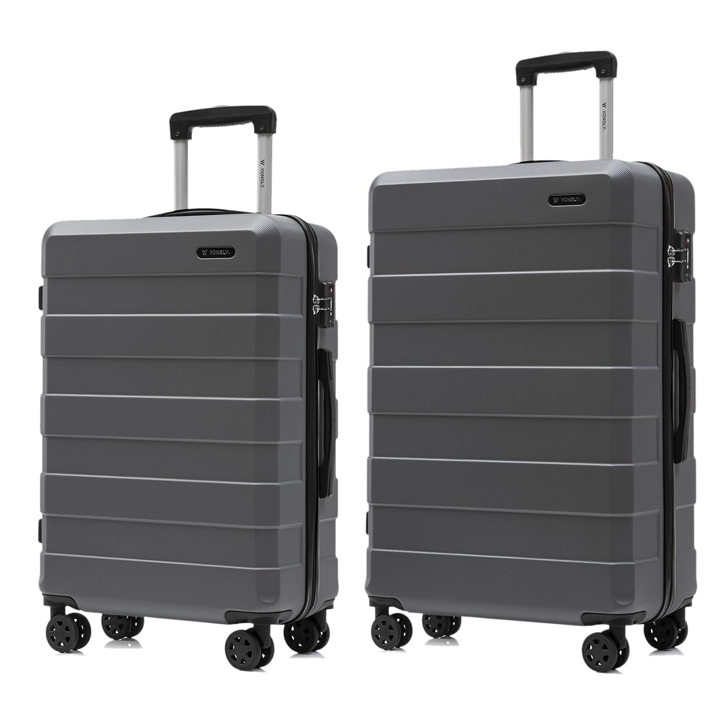 YONSLY® Premium Luggage TSA Lock, YKK Zipper Hardshell Suitcase Trolley Carry-on Spinner Suitcase Hand Luggage 4 Wheels (L-XL Set)