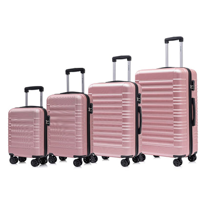 YONSLY® Suitcase Set, Trolley Travel Suitcase, Spinner Carry-On, Luggage Set with 360° Wheels, Hardshell Suitcase, Combination Lock, Soft Rubber Handle (4-Piece Set, S,M,L&XL)