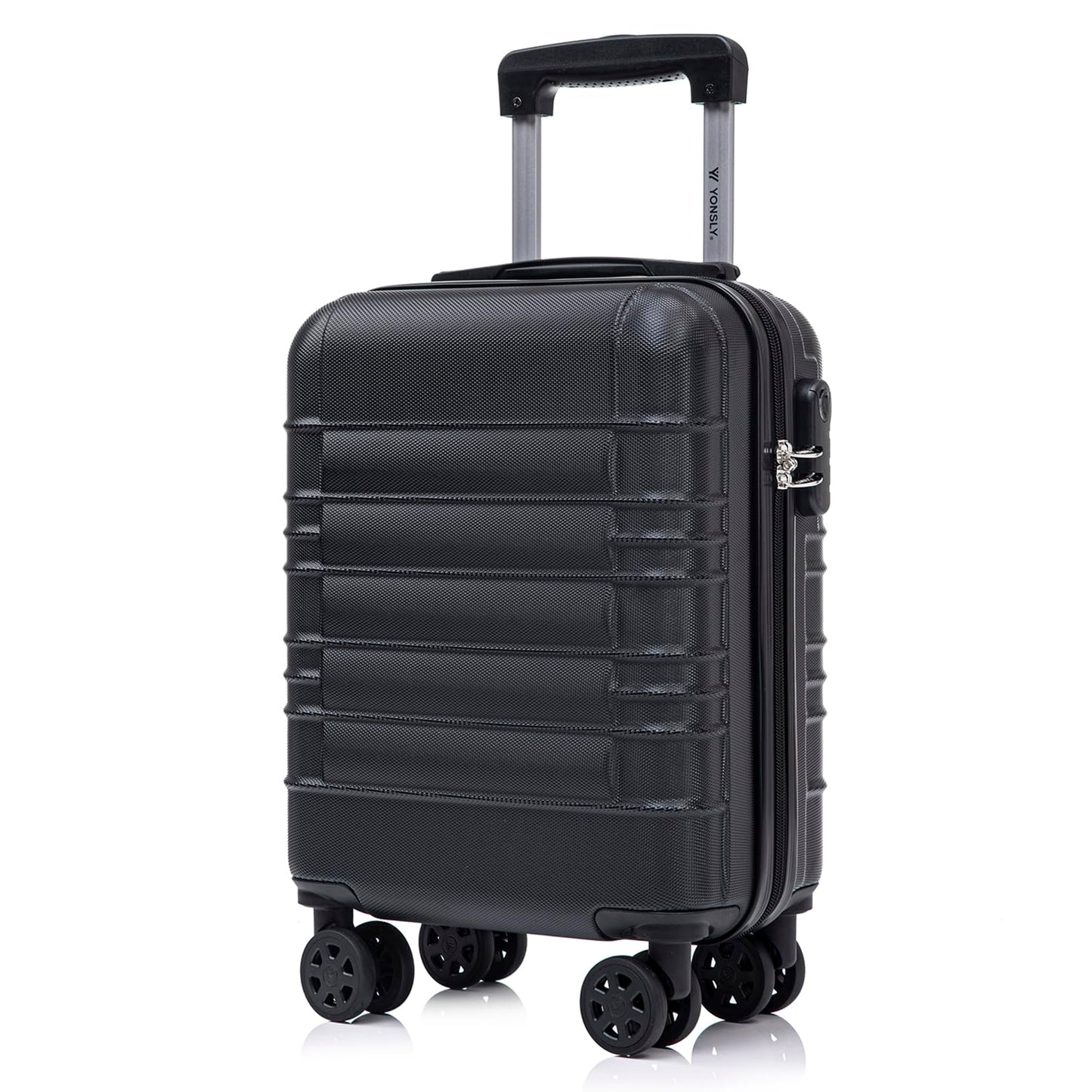 YONSLY® Suitcase, Trolley Suitcase, Cabin Luggage with 4 360° Wheels, Hardshell Suitcase, Combination Lock, Soft Rubber Handle