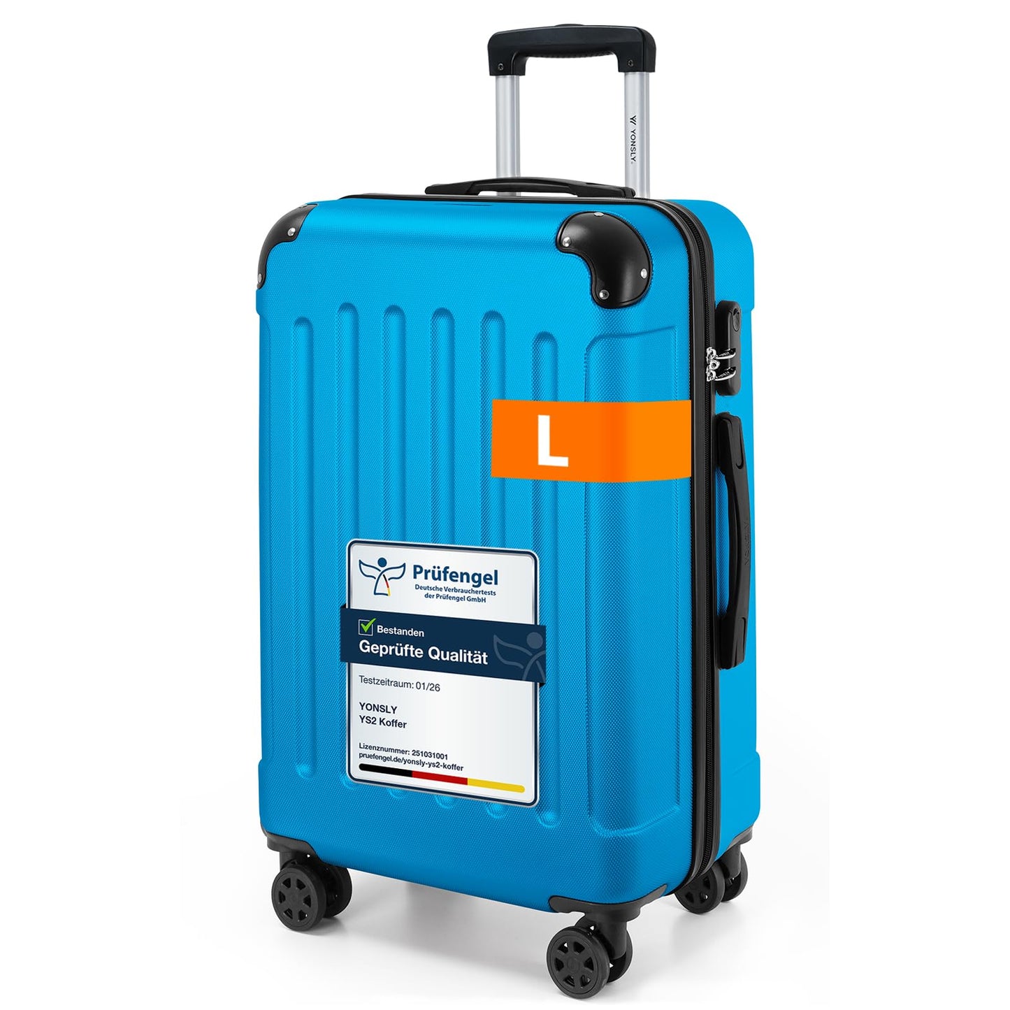YONSLY® Luggage Suitcase Travel Suitcase, Trolley Carry-on Luggage, Hardshell Suitcase with 360° Spinner Wheels, Combination Lock, Multi-stage Telescopic Handle