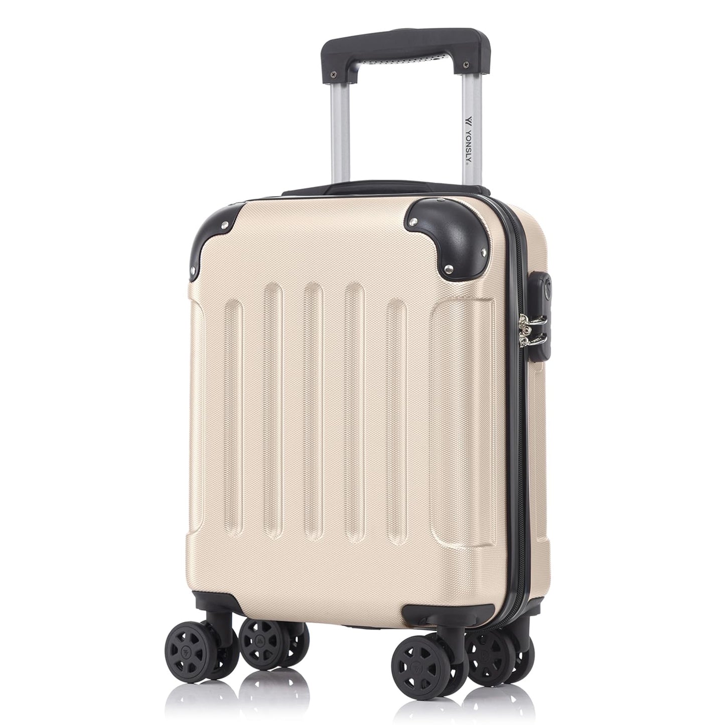 YONSLY® Suitcase, Trolley Travel Suitcase, Rolling Suitcase Carry-On with 4 x 360° Wheels, Hard-Shell Travel Suitcase, Combination Lock, Soft Rubber Handle