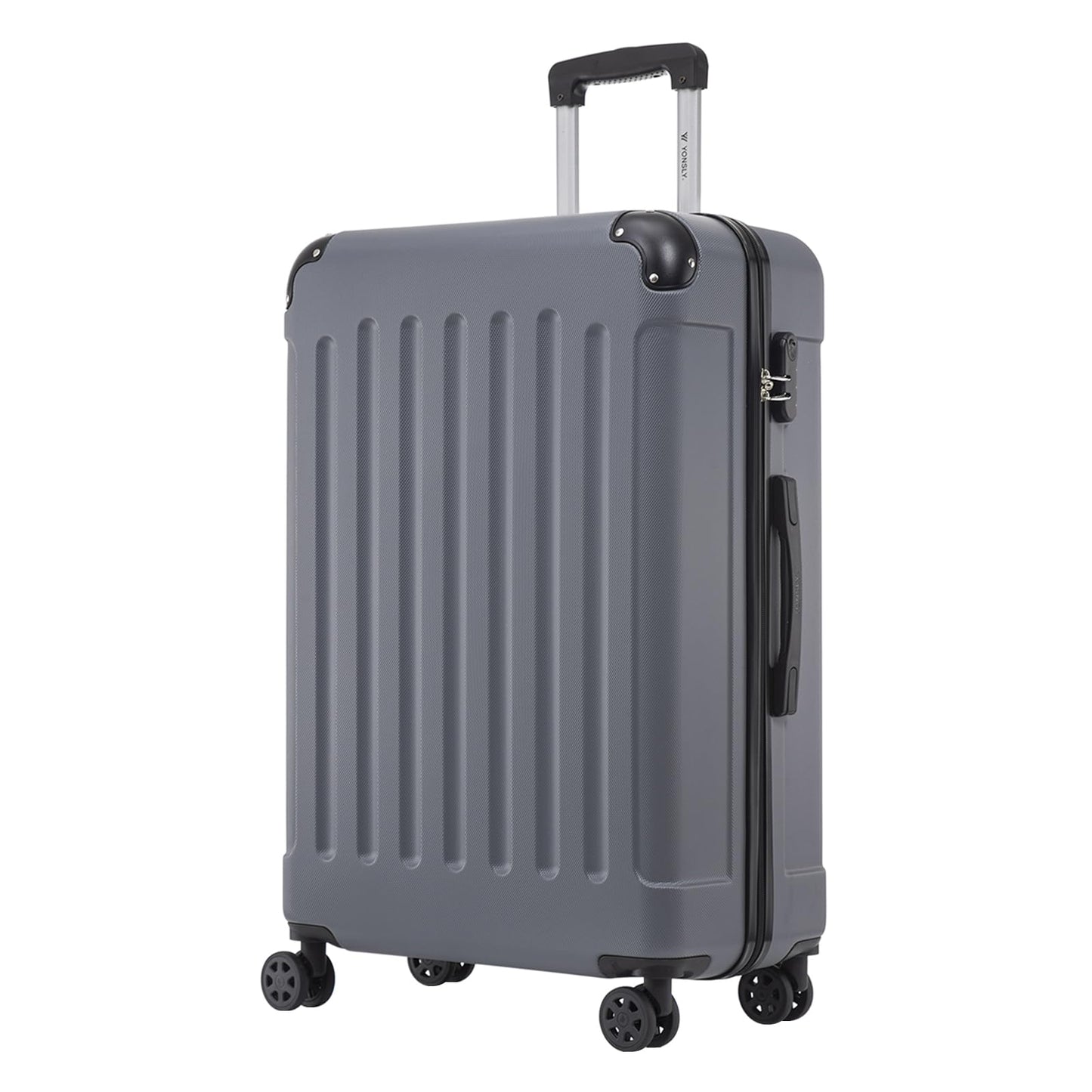YONSLY® Trolley Suitcase, Travel Suitcase, Carry-On Suitcase, Hardshell Suitcase with 4 360° Wheels, Combination Lock, Soft Rubber Handle for Travel, Camping