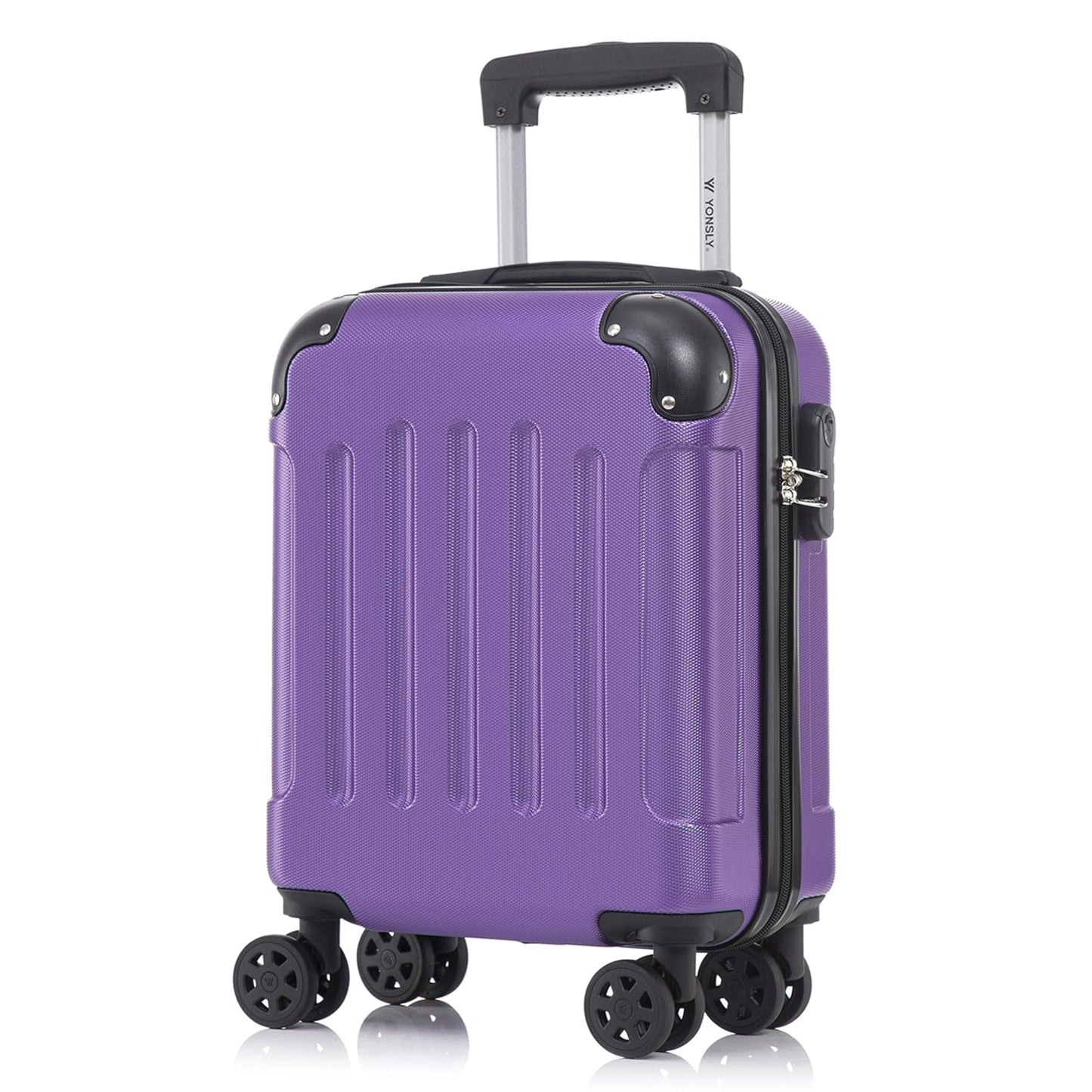 YONSLY® Suitcase, Trolley Travel Suitcase, Rolling Carry-on Luggage with 4 360° Wheels, ABS Hardshell, Security Lock, Soft Rubber Handle, 210D Lining