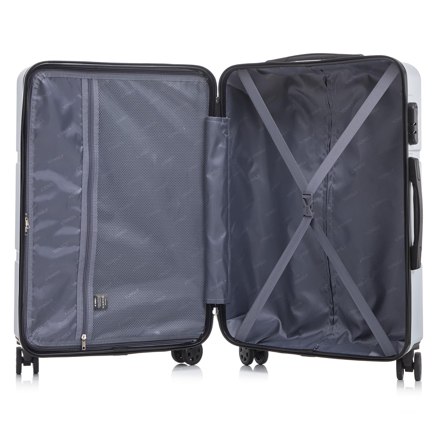 YONSLY® Trolley Travel Suitcase, Rolling Suitcase Carry-On with 4 360° Wheels, Hardshell Suitcase, Combination Lock, Soft Rubber Handle