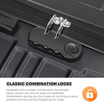 YONSLY® Suitcase Set, Trolley Travel Suitcase, Spinner Carry-On, Luggage Set with 360° Wheels, Hardshell Suitcase, Combination Lock, Soft Rubber Handle (4-Piece Set, S,M,L&XL)
