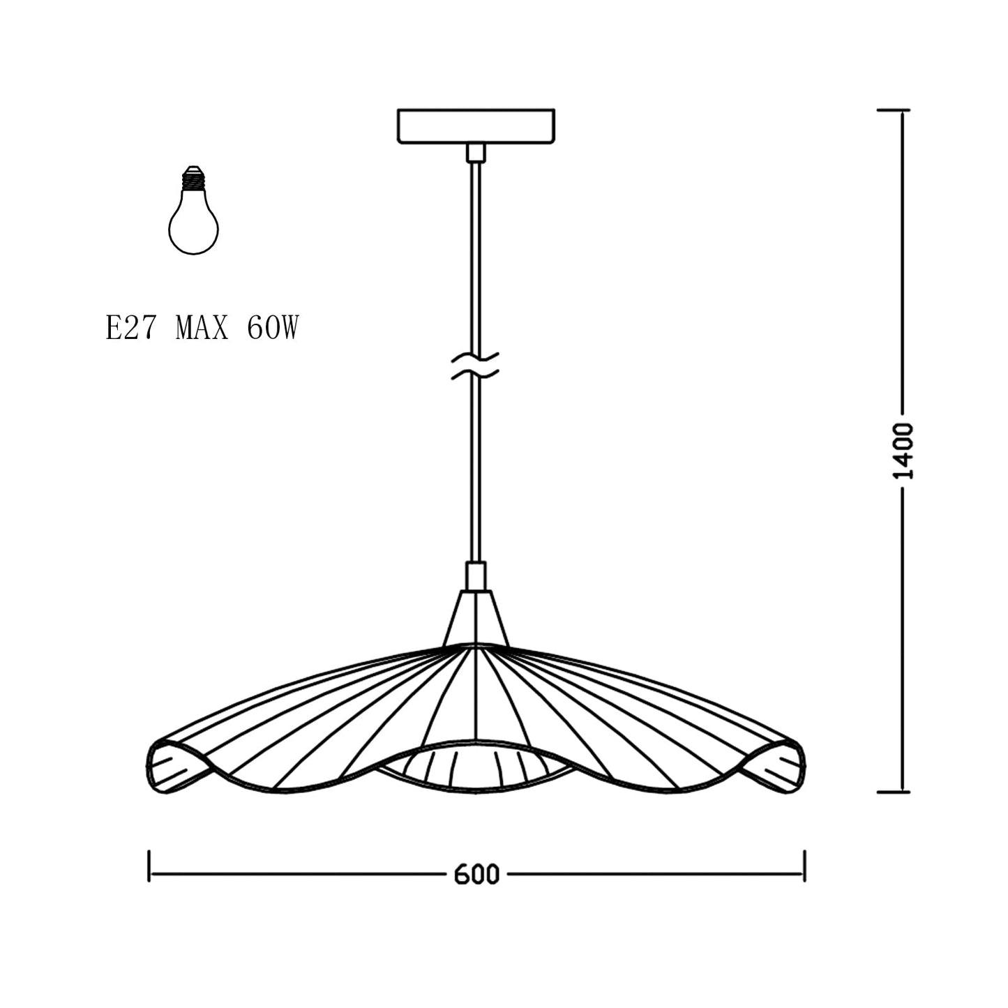 LQWELL® LED Pendant Lamp Black Hat Line, Retro Hanging Lamp E27 Vertigo Lamp Height Adjustable Chandelier for Living Room Bedroom Dining Room Cafes Studio Bar Counter Decor