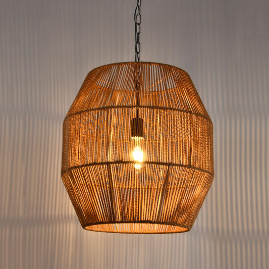 LQWELL® E27 Pendant Lamp, Retro Hanging Light Fixture 1-Light, Linen Black Brown Chandelier for Living Room Bedroom Dining Room Bar Hotel Shop Studio Cafes