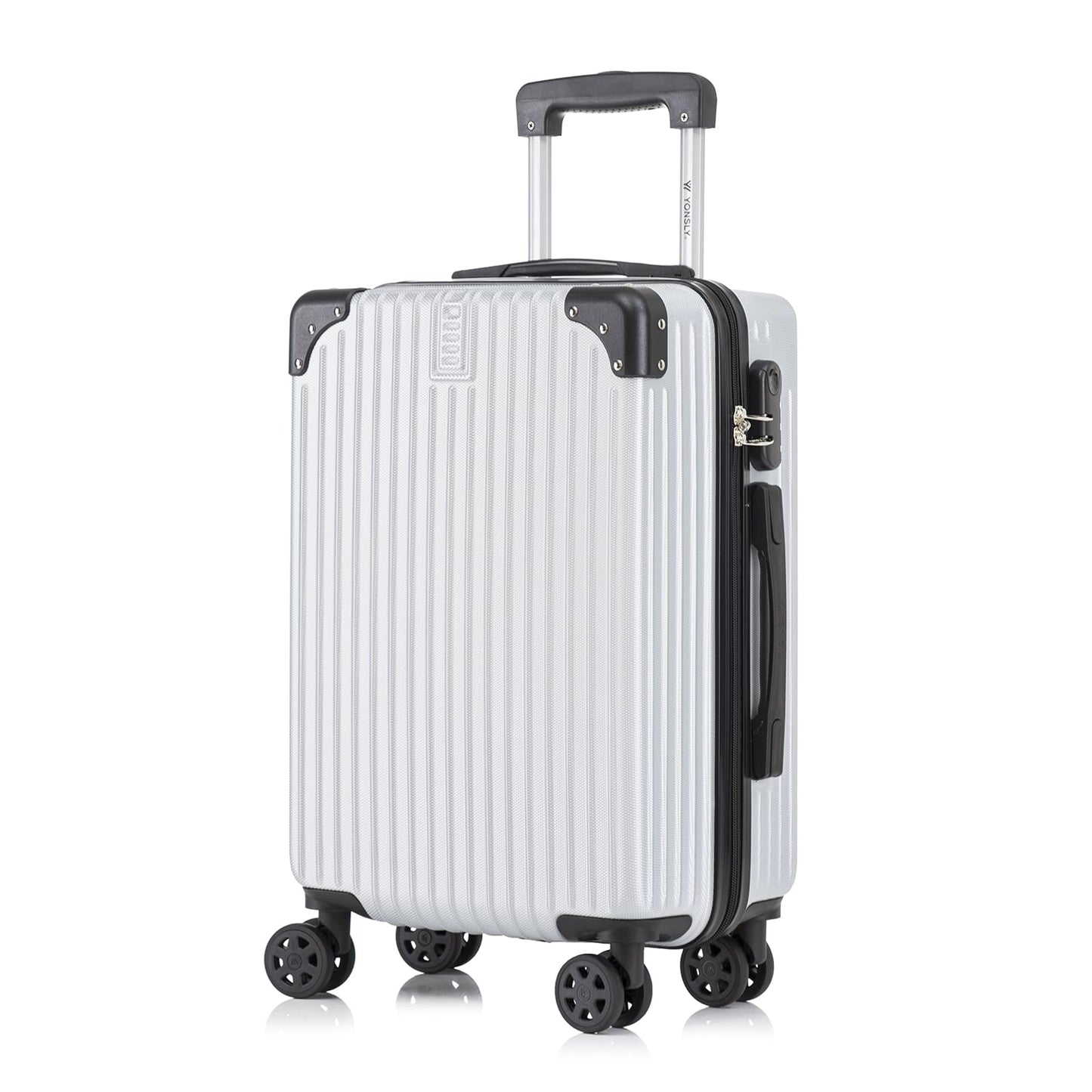 YONSLY® Trolley Suitcase, Rolling Carry-on Luggage, Cabin Suitcase Hard-Shell Travel Suitcase with 4 360° Wheels, Combination Lock, Soft Rubber Handle
