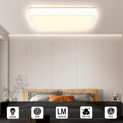 LQWELL® Ceiling Light LED Ceiling Lamp, IP44 Waterproof Bathroom Lamp Square Flat 23W 3000K 2400LM Modern Simple Lamp Thin for Living Room Bathroom Bedroom Kitchen Balcony Basement Office, 300 * 25mm