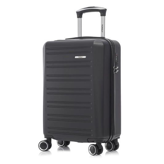 YONSLY® Koffer Suitcase, Trolley Reisekoffer, Rollkoffer Handgepäck Kabinenkoffer mit 4 Rollen 360°, Hartschalenreisekoffer, Zahlenschloss, Weicher Gummigriff