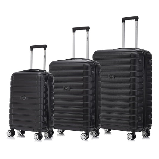 YONSLY® Reisekoffer Trolley Rollkoffer Handgepäck Set, Kofferset, Gepäckset, Travel Koffer Suitcase Hartschalenreisekoffer mit 4 Rollen 360°, Zahlenschloss, Weicher Gummigriff(3er Set,M,L&XL,Schwarz)