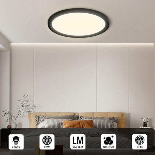 LQWELL® Ceiling Light LED Ceiling Lamp, IP44 Waterproof Bathroom Lamp Round Flat 23W 4000K 2400LM Modern Simple Lamp Thin for Living Room Bathroom Bedroom Kitchen Balcony Basement Office, 300 * 25mm