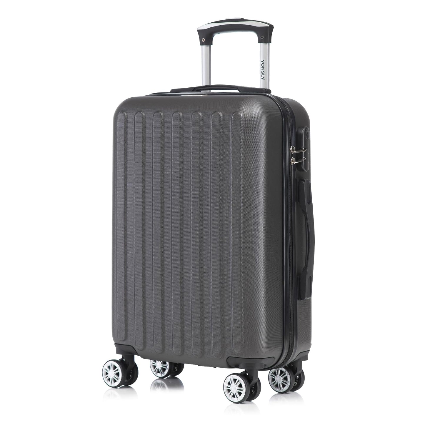 YONSLY® Koffer Suitcase, Trolley Reisekoffer Set, Rollkoffer Handgepäck, Kabinenkoffer Hartschalenreisekoffer mit 4 Rollen 360°, Zahlenschloss, Weicher Gummigriff