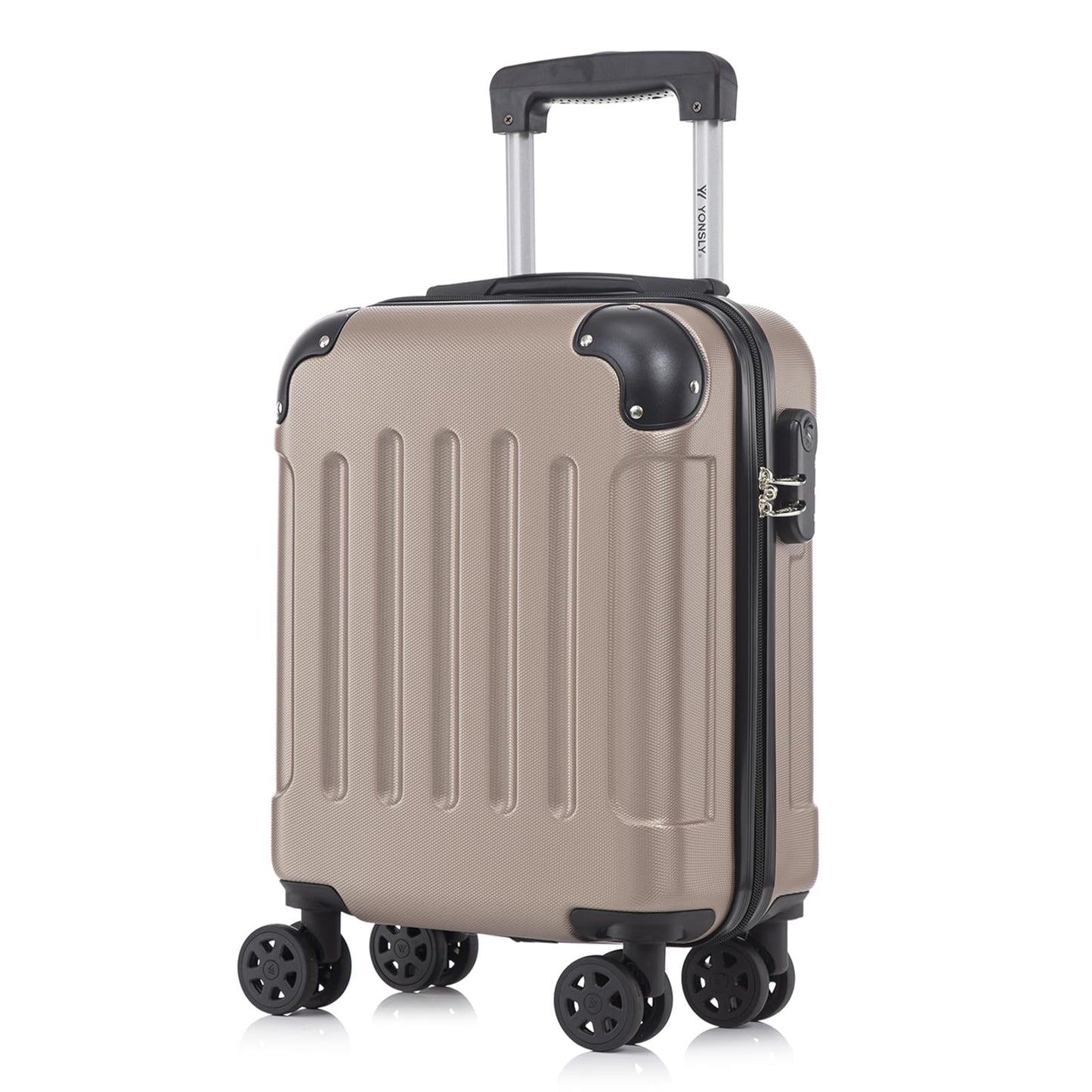 YONSLY® Suitcase, Trolley Travel Suitcase, Rolling Suitcase Carry-On with 4 360° Wheels, Hardshell Travel Suitcase, Combination Lock, Soft Rubber Handle