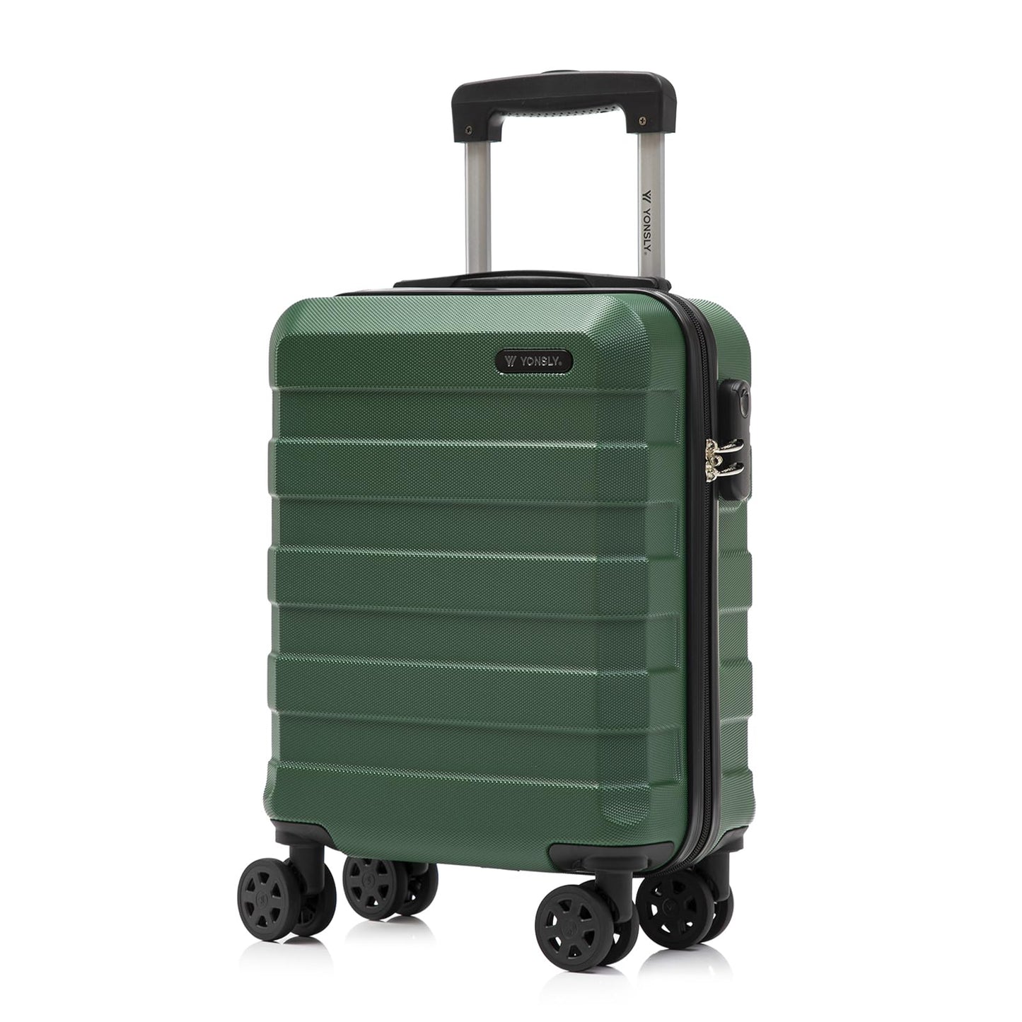 YONSLY® Trolley Travel Suitcase, Rolling Carry-on Luggage, Hardshell Suitcase with 4 360° Spinner Wheels, Combination Lock, Soft Rubber Handle
