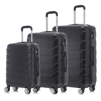 YONSLY® Reisekoffer Trolley, Rollkoffer Travel Handgepäck Set, Kofferset, Gepäckset, Koffer Suitcase mit Rollen 360°, Zahlenschloss, Weicher Gummigriff, Hartschalenreisekoffer(3er Set,M,L&XL,Schwarz)