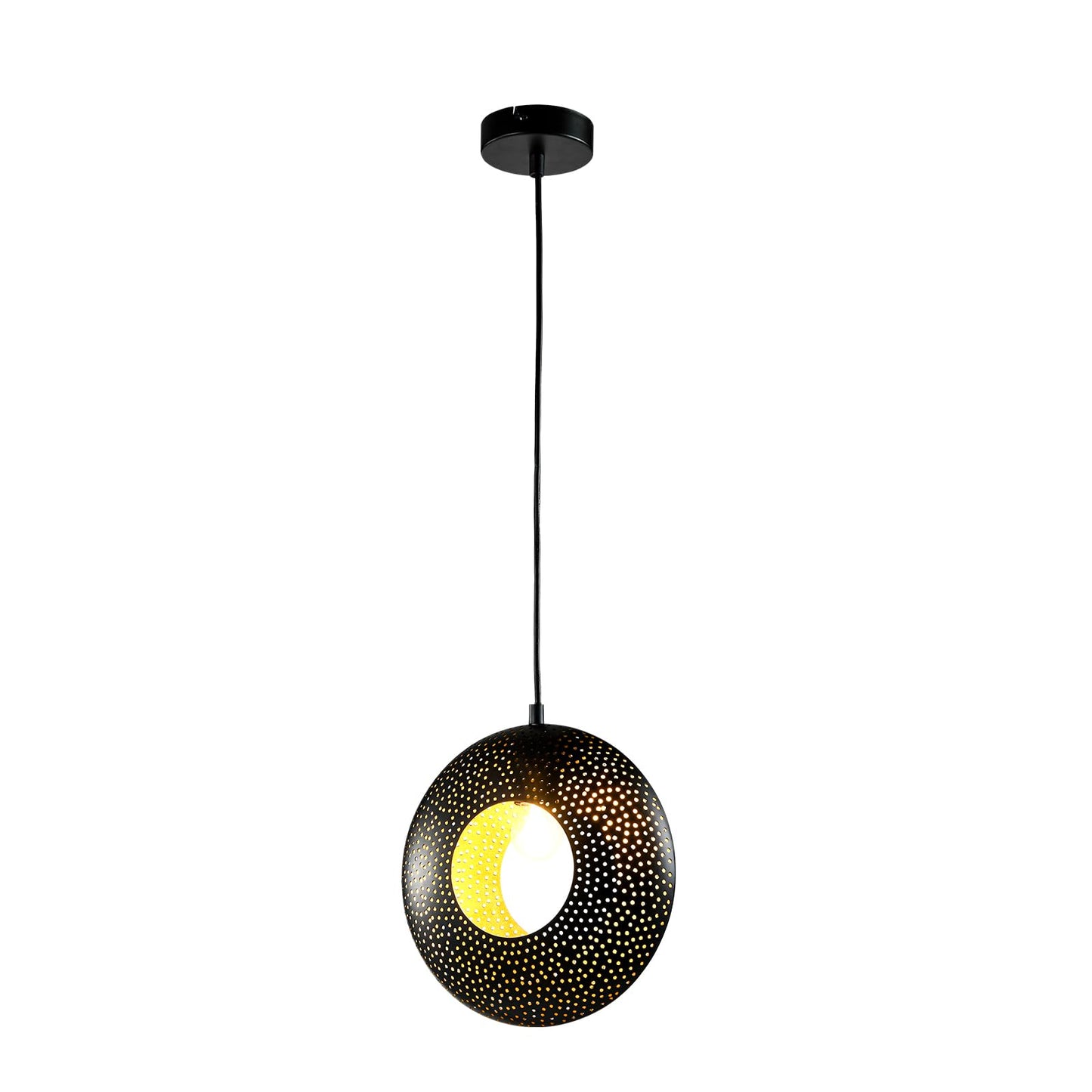 LQWELL® LED Pendant Lamp Black Round, E27 Hanging Lamp Retro Chandelier Pendant Vertigo Lamp Height Adjustable for Dining Room Cafes Studio Bar Counter Bedroom Shopping Mall Decor