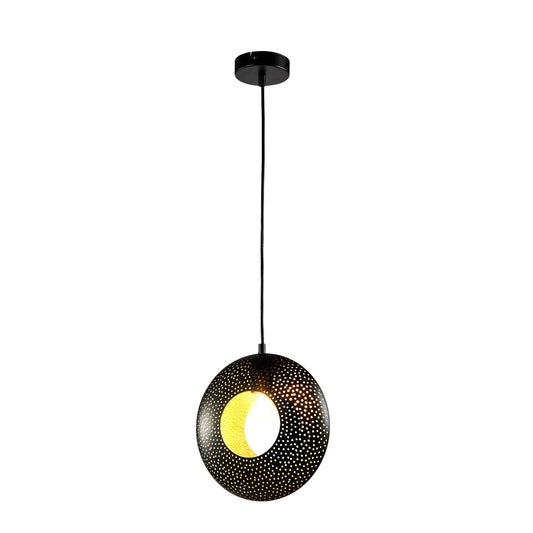 LQWELL® LED Pendant Lamp Black Round, E27 Hanging Lamp Retro Chandelier Pendant Vertigo Lamp Height Adjustable for Dining Room Cafes Studio Bar Counter Bedroom Shopping Mall Decor