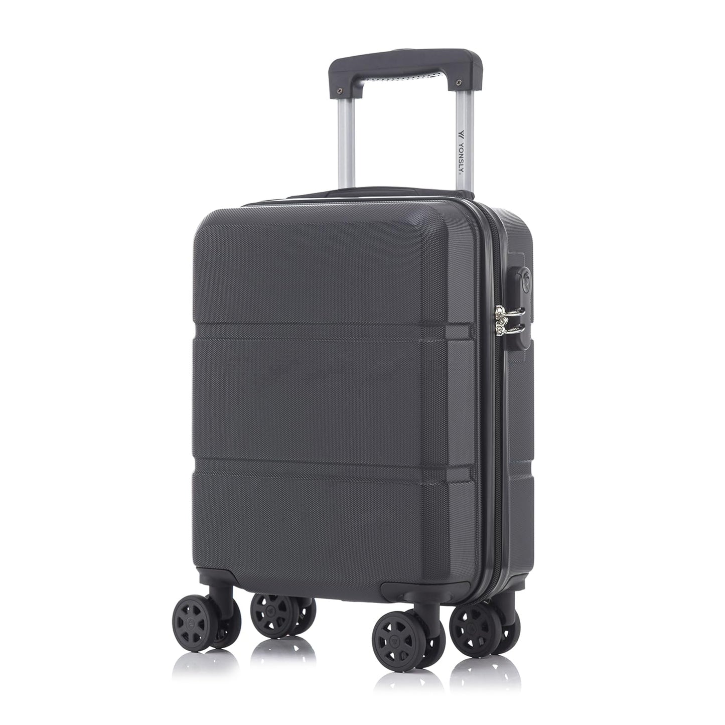 YONSLY® Trolley Travel Suitcase, Rolling Suitcase Carry-On with 4 360° Wheels, Hardshell Suitcase, Combination Lock, Soft Rubber Handle