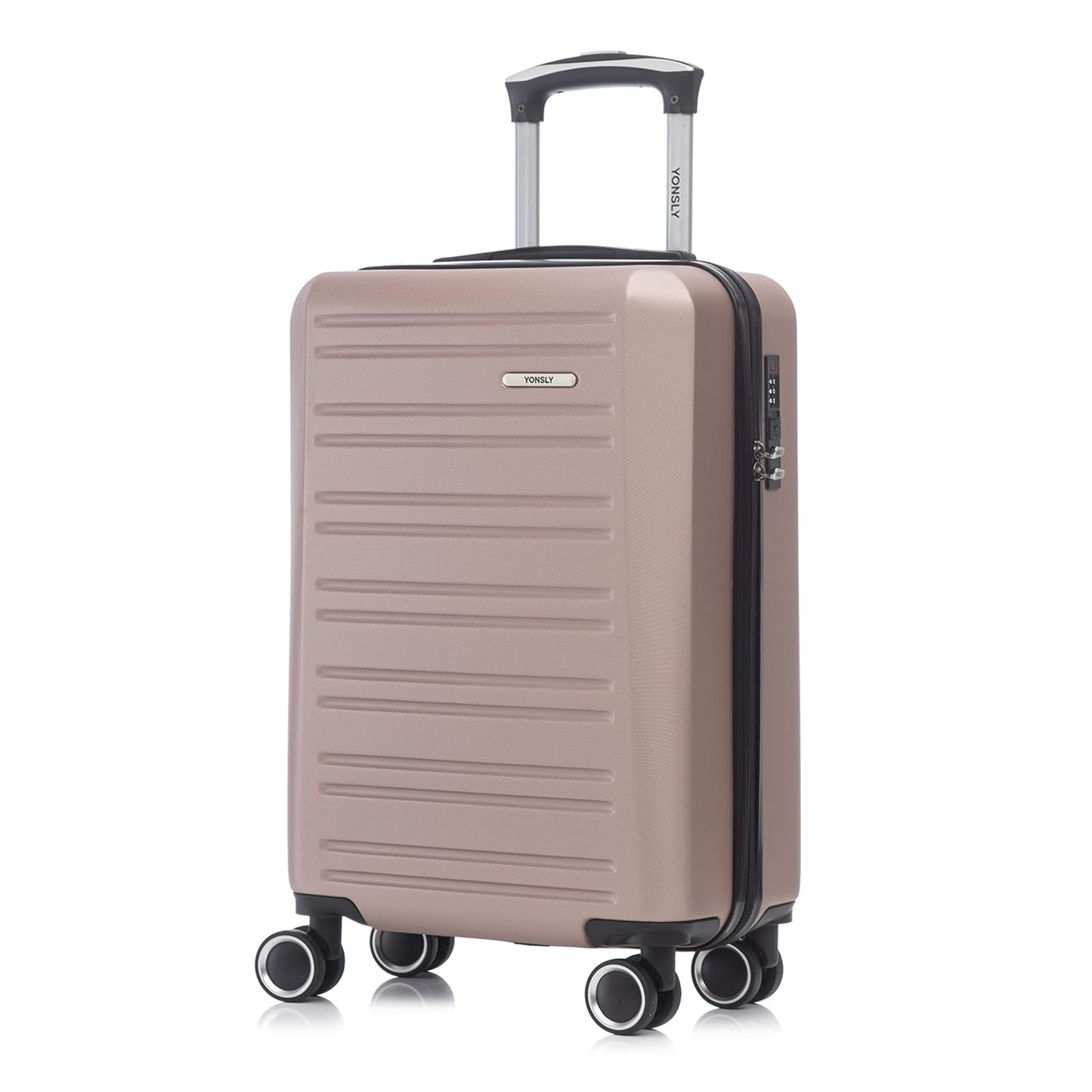 YONSLY® Koffer Suitcase, Trolley Reisekoffer, Rollkoffer Handgepäck Kabinenkoffer mit 4 Rollen 360°, Hartschalenreisekoffer, Zahlenschloss, Weicher Gummigriff