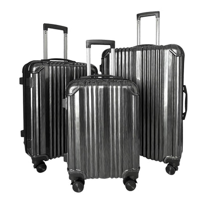 YONSLY® Suitcase Set, Trolley Travel Suitcase, Spinner Carry-on Luggage with 4 360° Wheels, ABS Hardshell, Security Lock, Soft Rubber Handle, 210D Lining (3-piece Set, M,L&XL, Black)