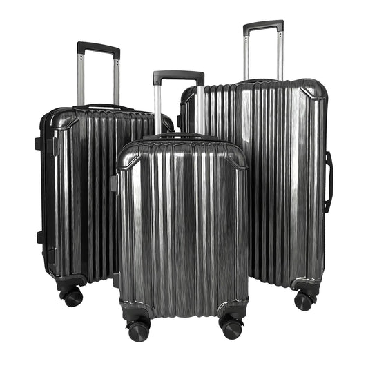 yonsly Koffer Suitcase Set, Trolley Reisekoffer, Rollkoffer Handgepäck mit 4 Rollen 360°, ABS Hartschalen, Sicherheitsschloss, Weicher Gummigriff, 210D-Futter (3er Set, M,L&XL, Schwarz)