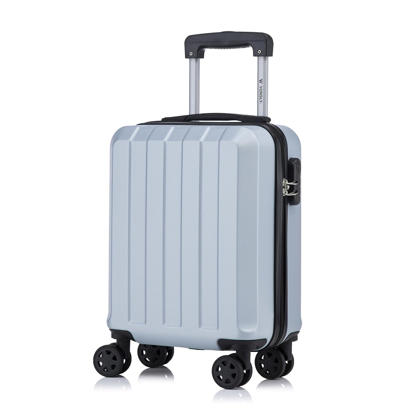 YONSLY® Trolley Suitcase, Travel Rolling Suitcase Cabin Luggage Hardside Suitcase with 4 360° Wheels, Combination Lock, Soft Rubber Handle
