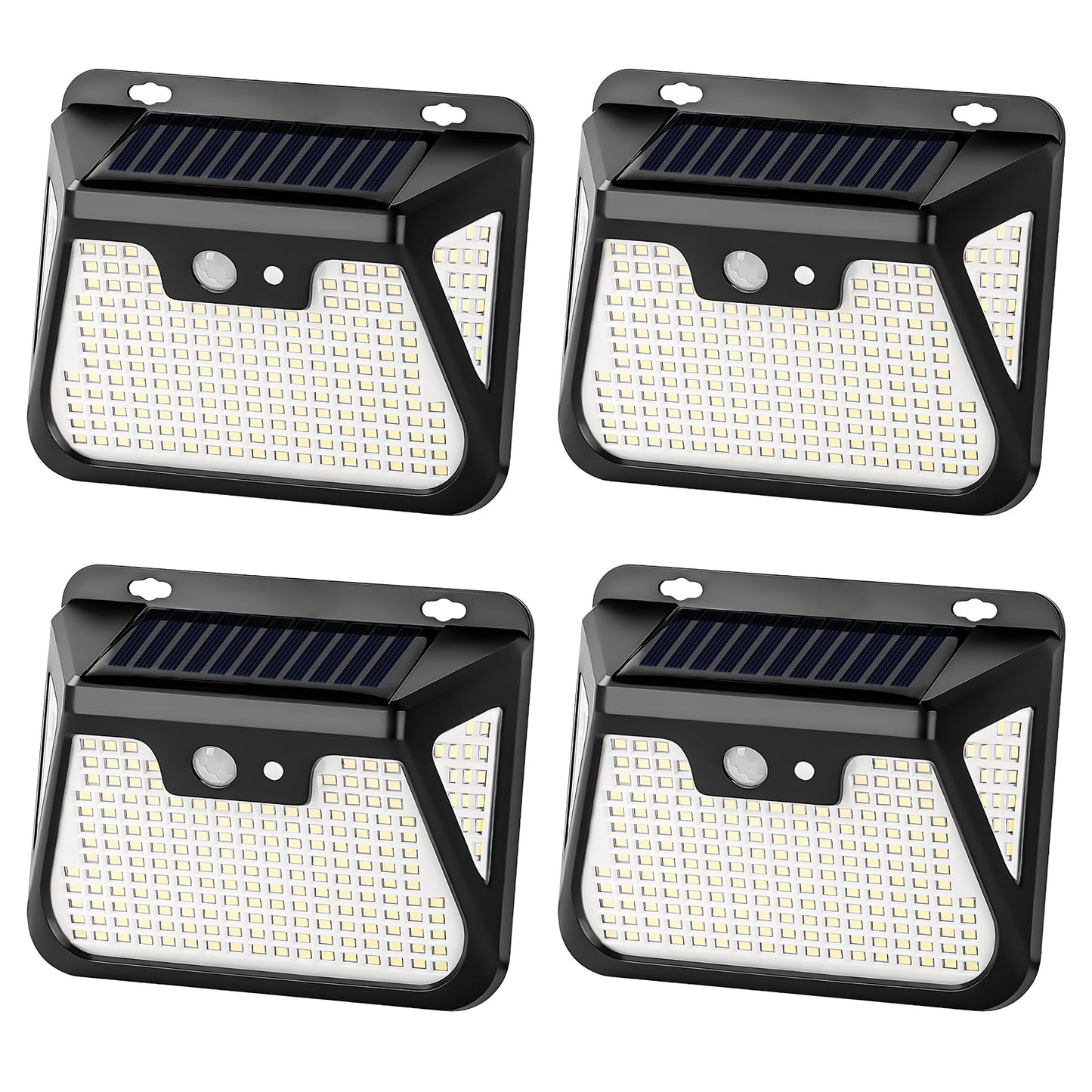 LQWELL® Solar Outdoor Lights with Motion Sensor, LED Solar Lamps, Solar Wall Lights, Super Bright Outdoor Lights IP65 Waterproof, 3 Modes, 210 LED for Garden Patio Pathway Garage (4 Pcs)