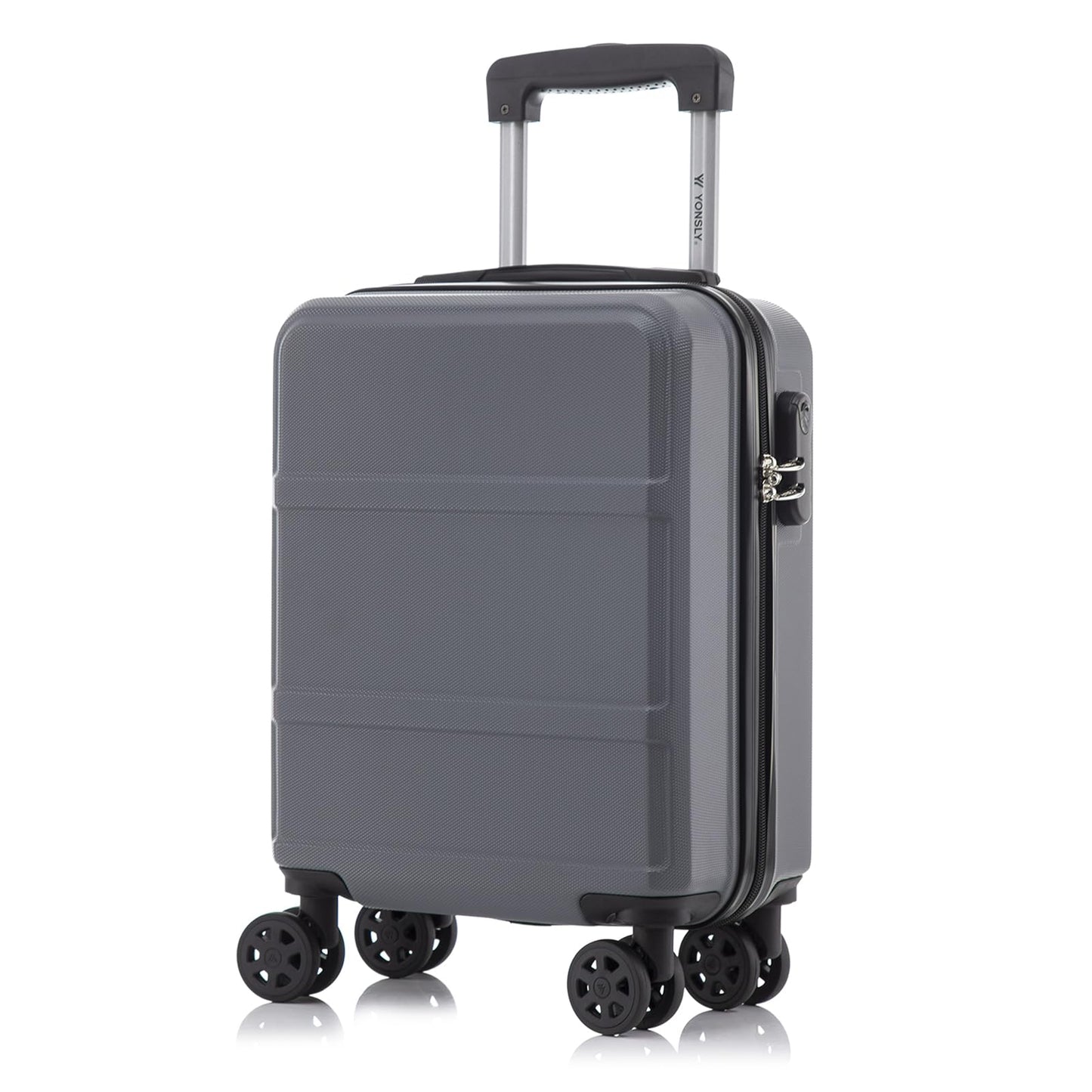 YONSLY® Trolley Reisekoffer Travel Suitcase, Rollkoffer Handgepäck, Hartschalenreisekoffer mit 4 Rollen 360°, Zahlenschloss, Weicher Gummigriff