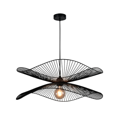 LQWELL® LED Pendant Lamp Black Hat Line, Retro Hanging Lamp E27 Vertigo Lamp Height Adjustable Chandelier for Living Room Bedroom Dining Room Cafes Studio Bar Counter Decor