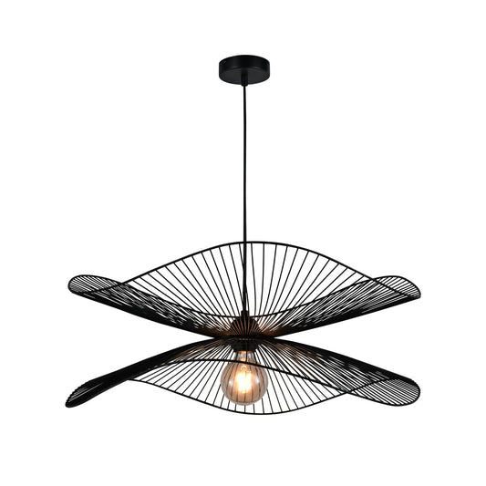 LQWELL® LED Pendellampe Schwarz Hut Linie, Retro Hängelampe Hängeleuchte E27 Vertigo Lampe Höhenverstellbare Kronleuchter für Wohnzimmer Schlafzimmer Esszimmer Cafés Studio Bartheke Dekor