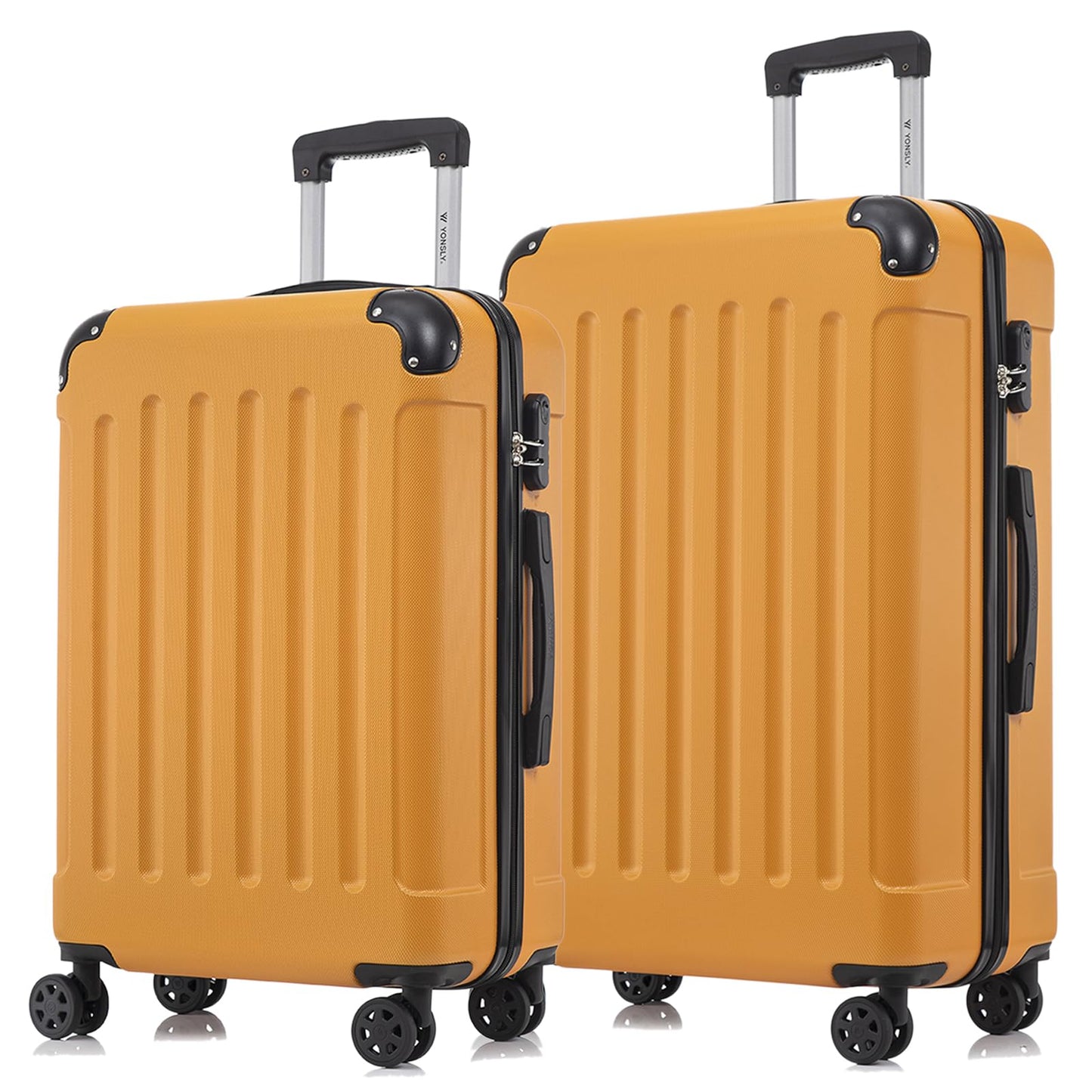 YONSLY® Suitcase Set, Trolley Travel Suitcase, Spinner Carry-on Luggage, Luggage Set with 4 360° Wheels, Hardshell Travel Suitcase, Combination Lock, Soft Rubber Handle (Set of 2, L&XL)