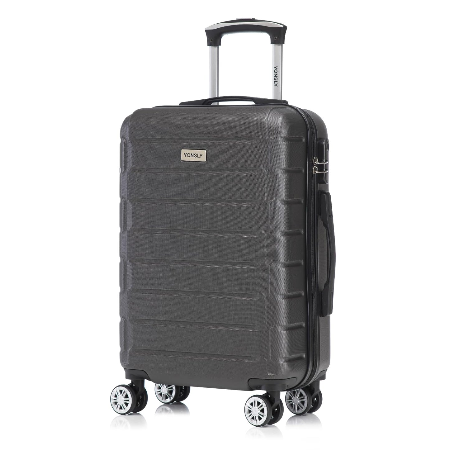 YONSLY® Trolley Reisekoffer Set, Koffer Suitcase, Rollkoffer Handgepäck Hartschalenreisekoffer mit Zahlenschloss, 4 Rollen 360°, Weicher Gummigriff